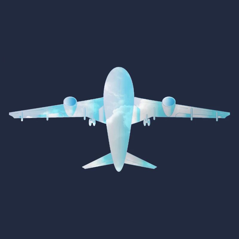 Passenger plane with cloud pattern