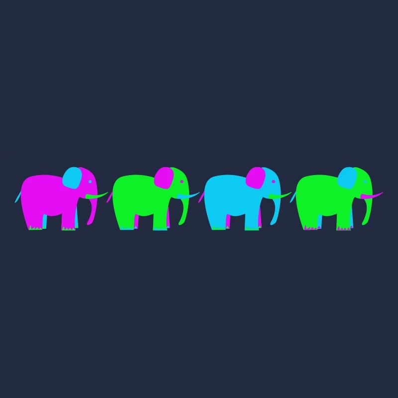 four colorful elephants