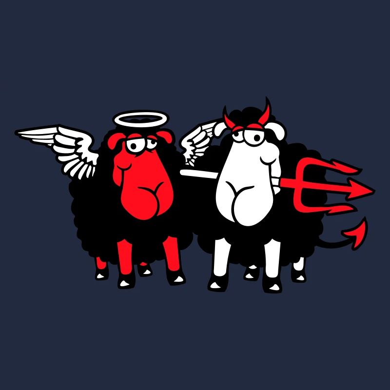2 Mouton Ange Diable Satan Enfer Mal Paradis Bien