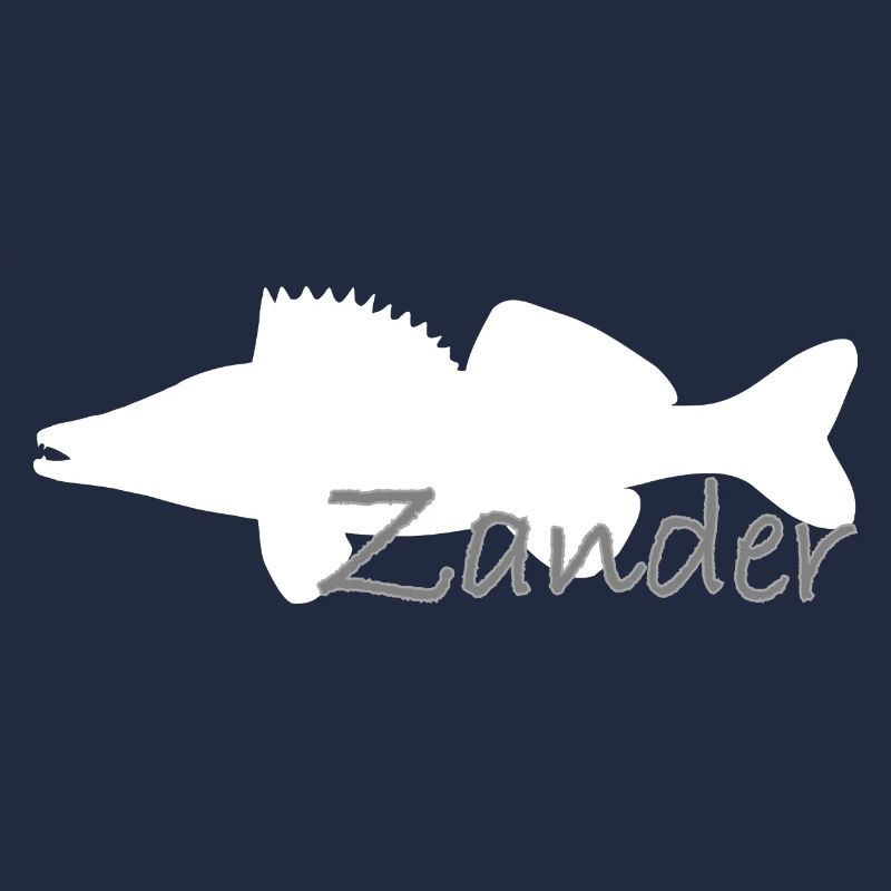 Pike-perch in white with grey lettering