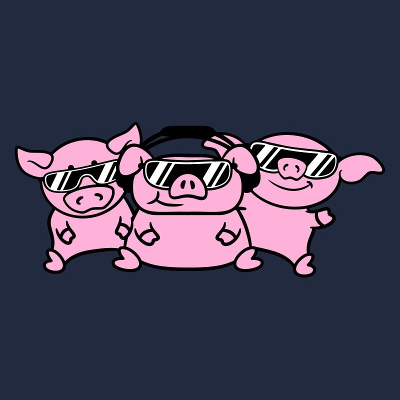 3 DJ Party Pigs Équipe Trois amis Équipe de fête