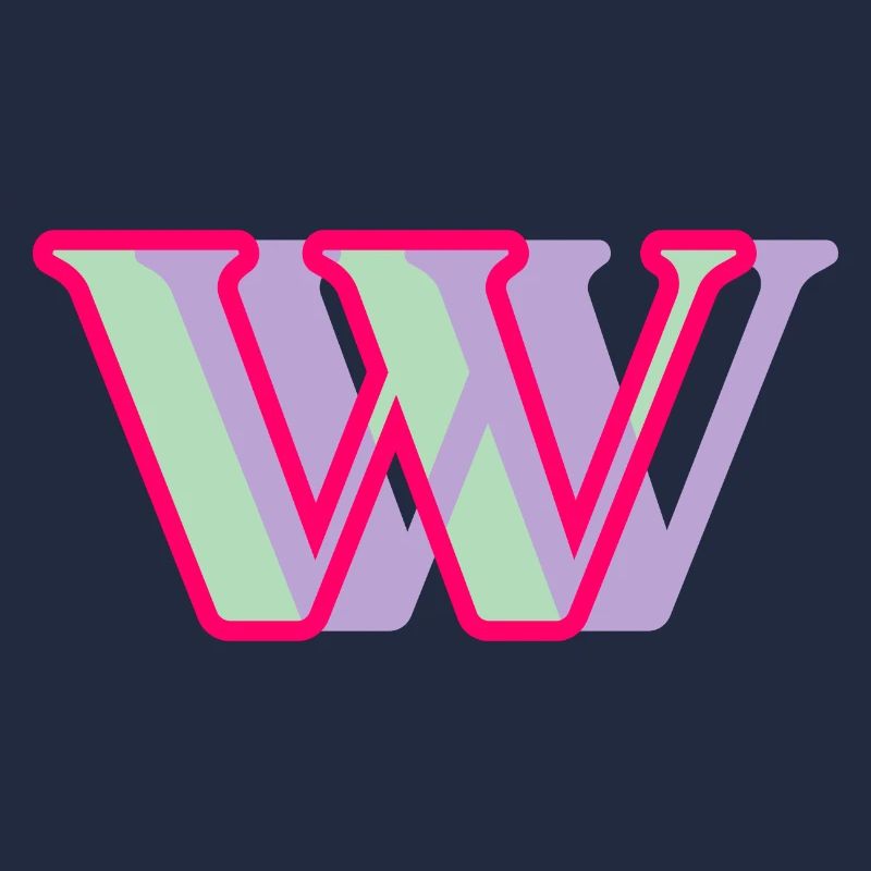 Multicolor letter w