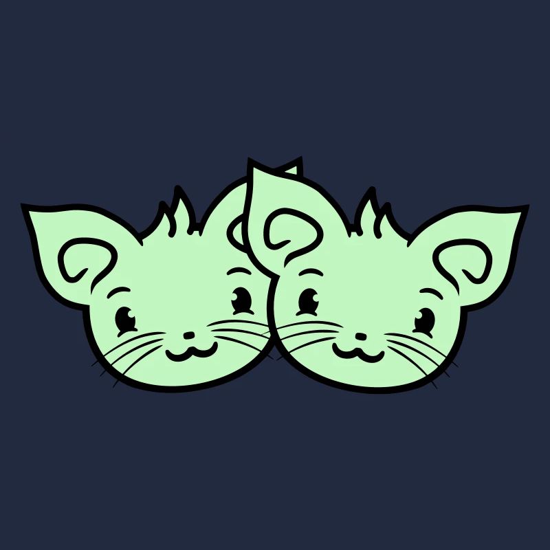 Deux chats heureux 2 amis Couple Équipe Couple