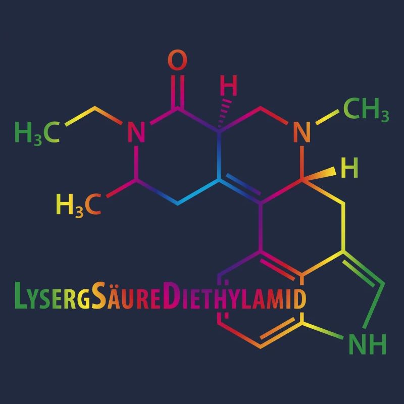 LSD Strukturformel bunter Regenbogen Drogen Rausch