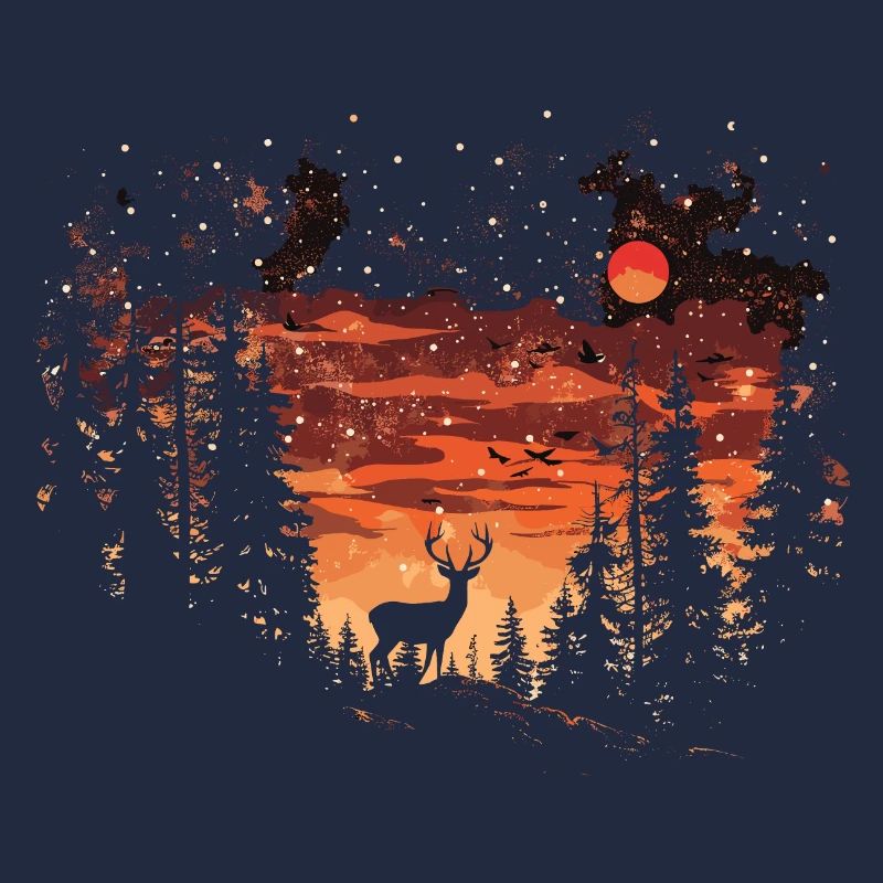 Deer Forest Deer Nature Sunset
