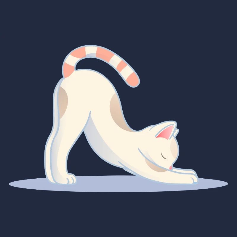 chat mignon dans une pose d’étirement de yoga classique