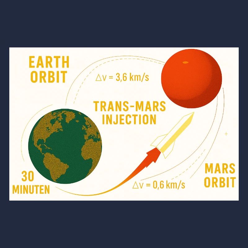 Delta v in km/s für Erde Mars Transfer