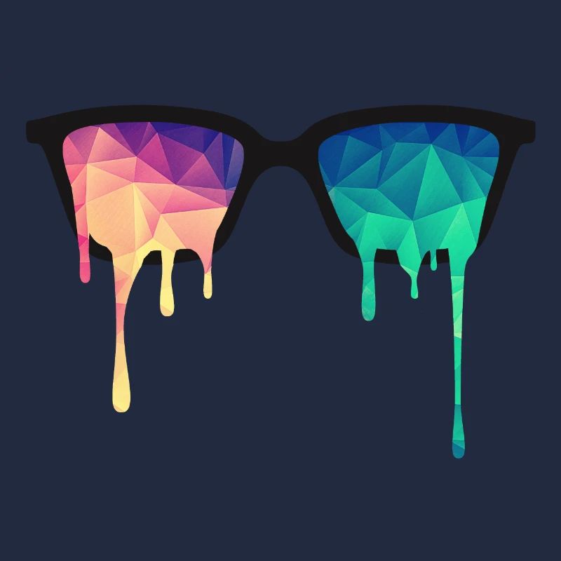Abstract Psychedelic Nerd Glasses with Color Drops