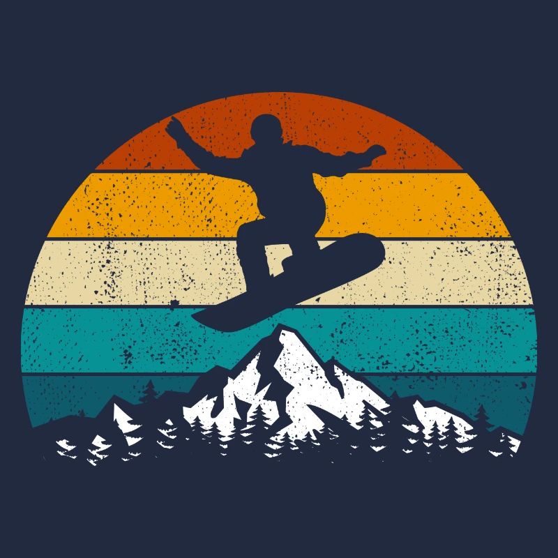 Snowboard, Halfpipe, Wintersport, Retro Sunset