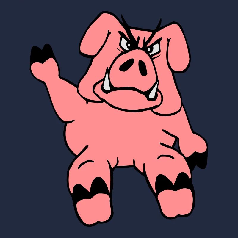 Evil Boar Waves Funny Cartoon Comic Pig