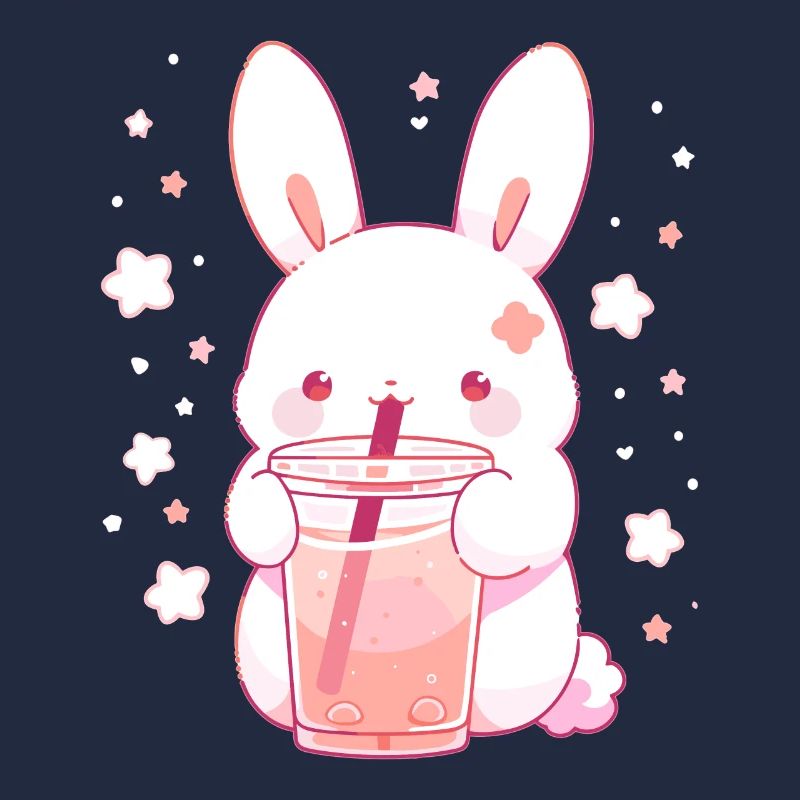 Kawaii Hase trinkt Boba Bubble Tea Chibi