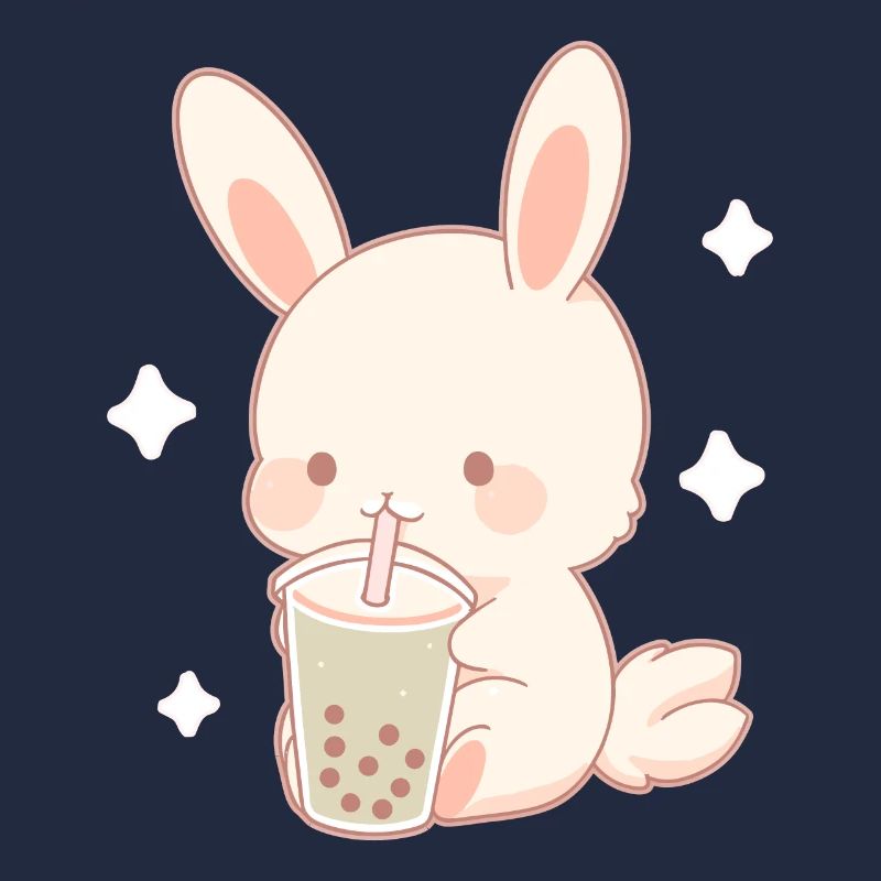Kawaii Hase trinkt Boba Bubble Tea Chibi