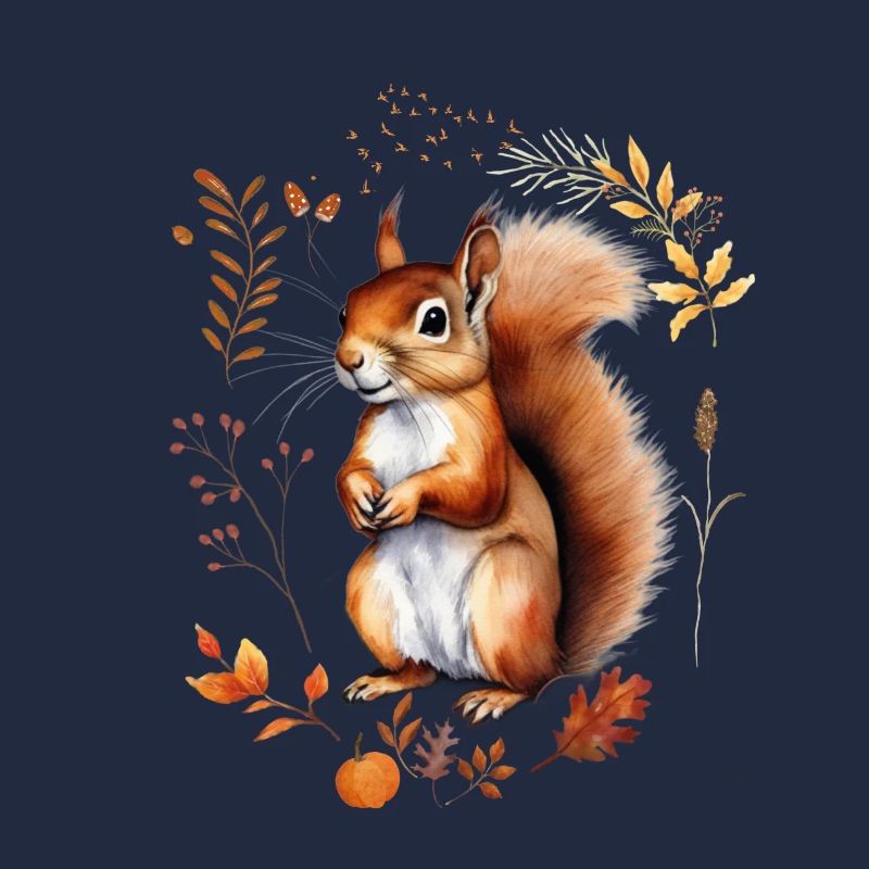 Écureuil d’automne design feuilles colorées