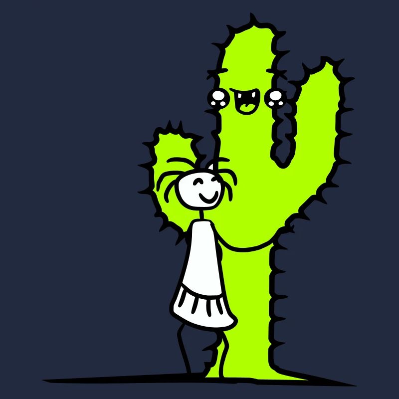 Cactus Hugging Girl Cacti Love Cute Prickly