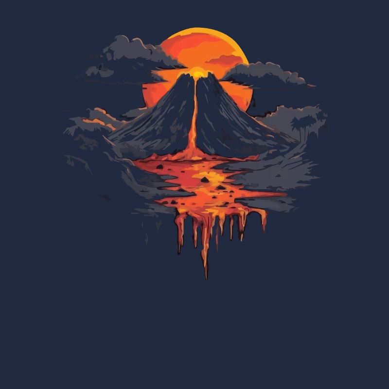 Volcanic landscape with dramatic sunset