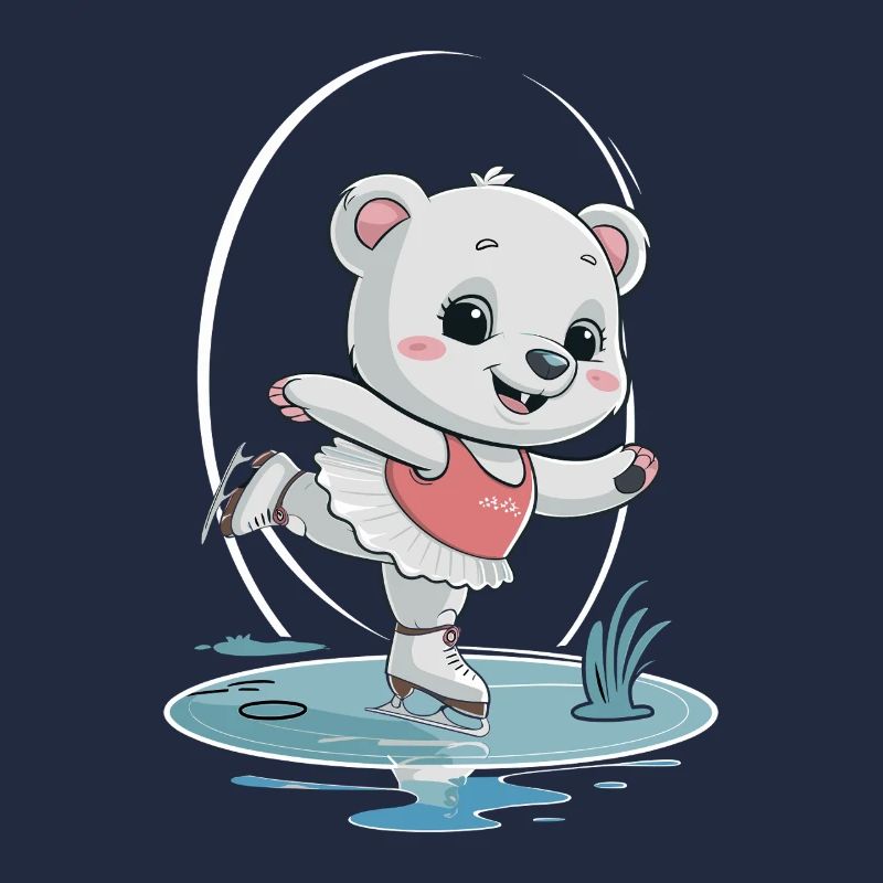 Cute polar bear on skates