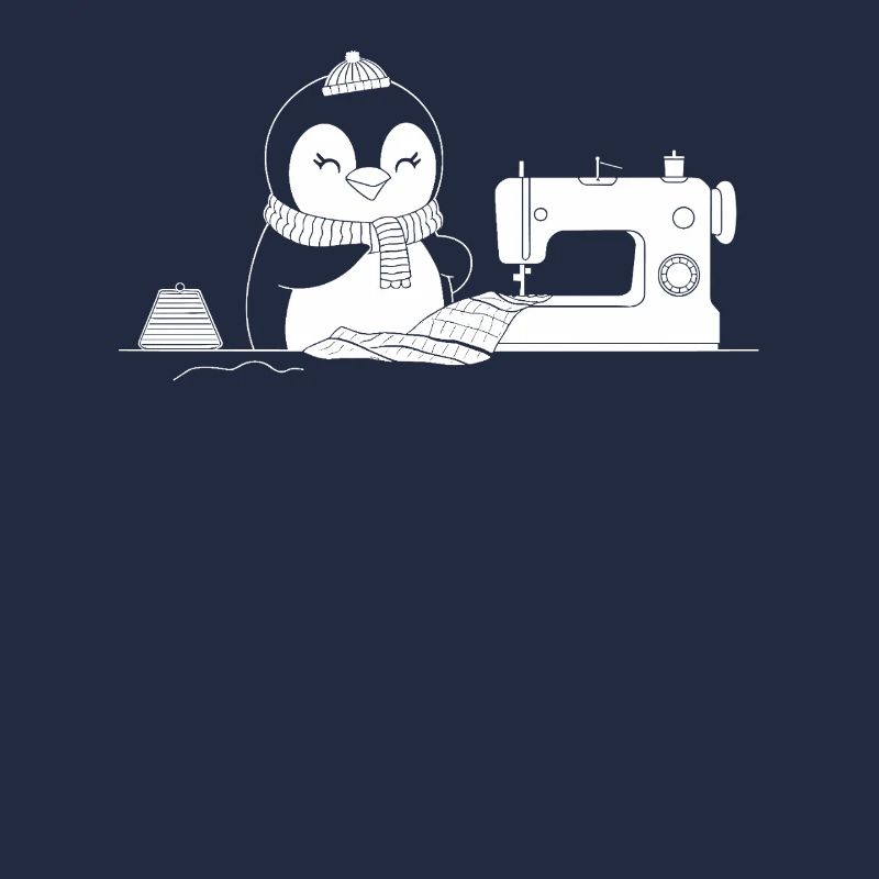 Pingouin mignon cousant avec amour