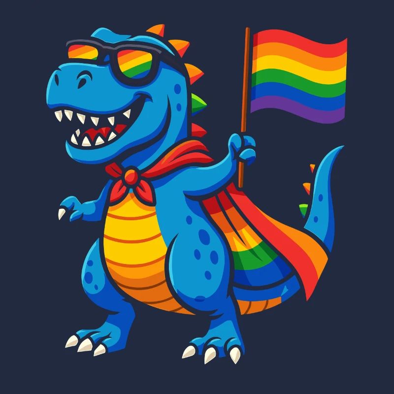 Pride Dino mit Regenbogen Cape