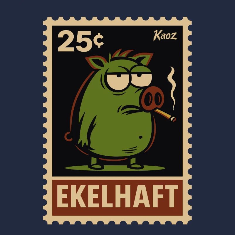 Grünes Schwein mit Blick Briefmarken Stil Ekelhaft
