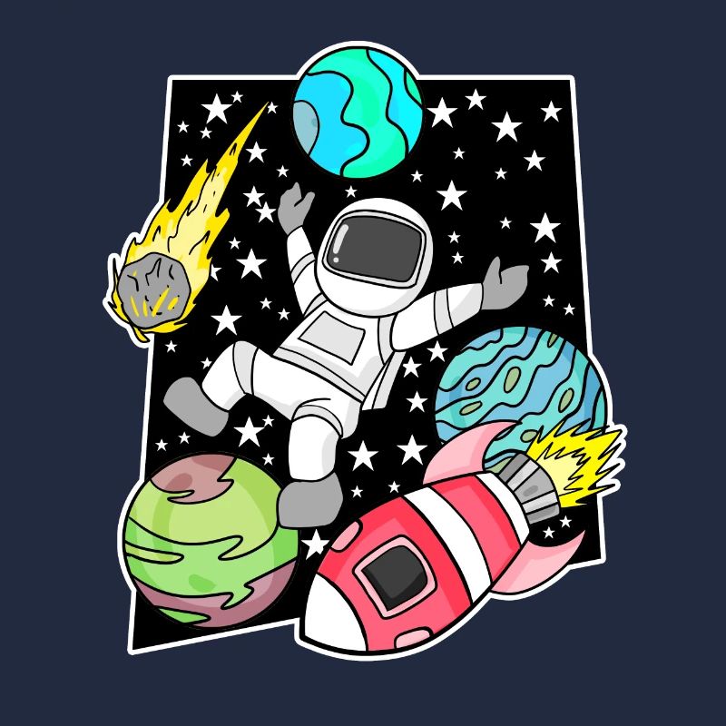 Astronaut in space with rocket