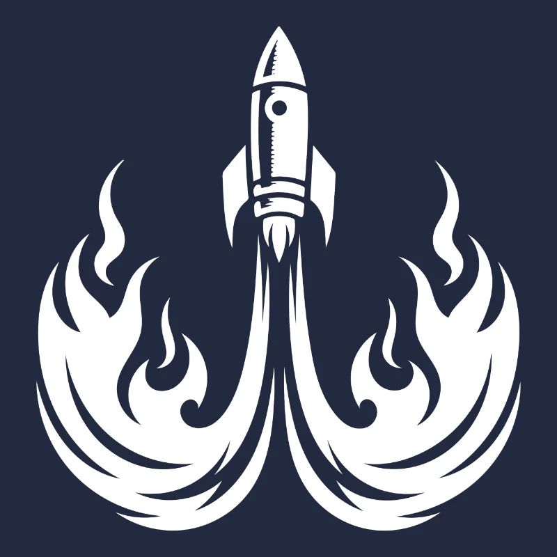 Launching spaceship in fire flames