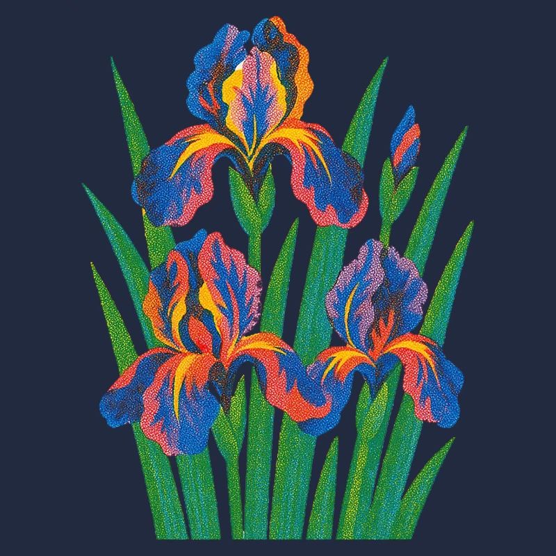 Rétro Iris Floral Bloom