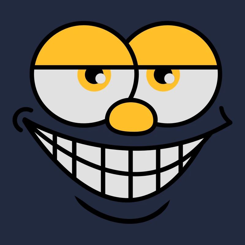 Grinning Comic Face Cool Facial Expression