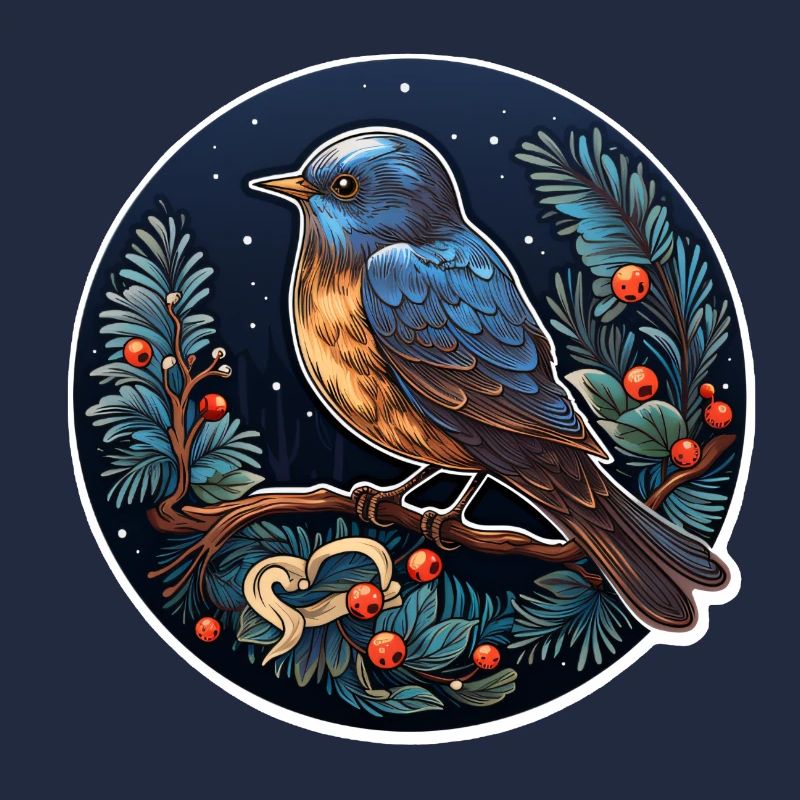 Winternacht mit Vogel