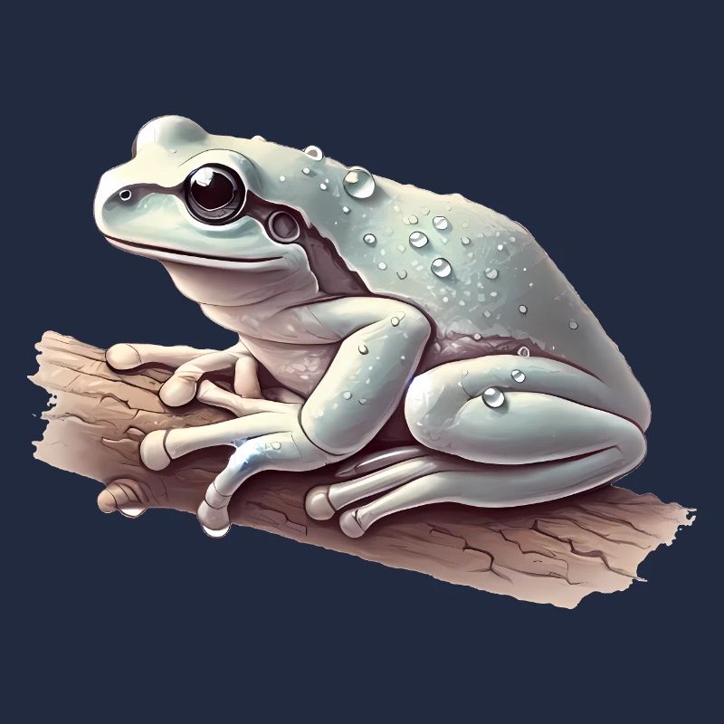 Realistic Tree Frog with Water Droplets