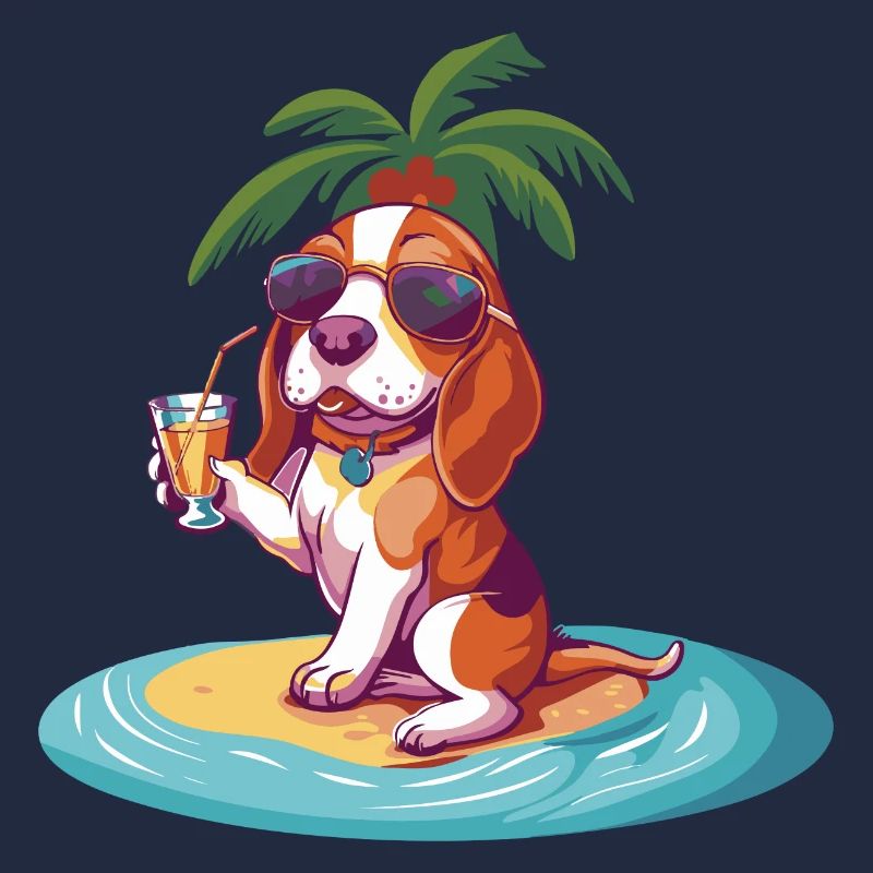 Beagle Hund Sommer Strand Comic