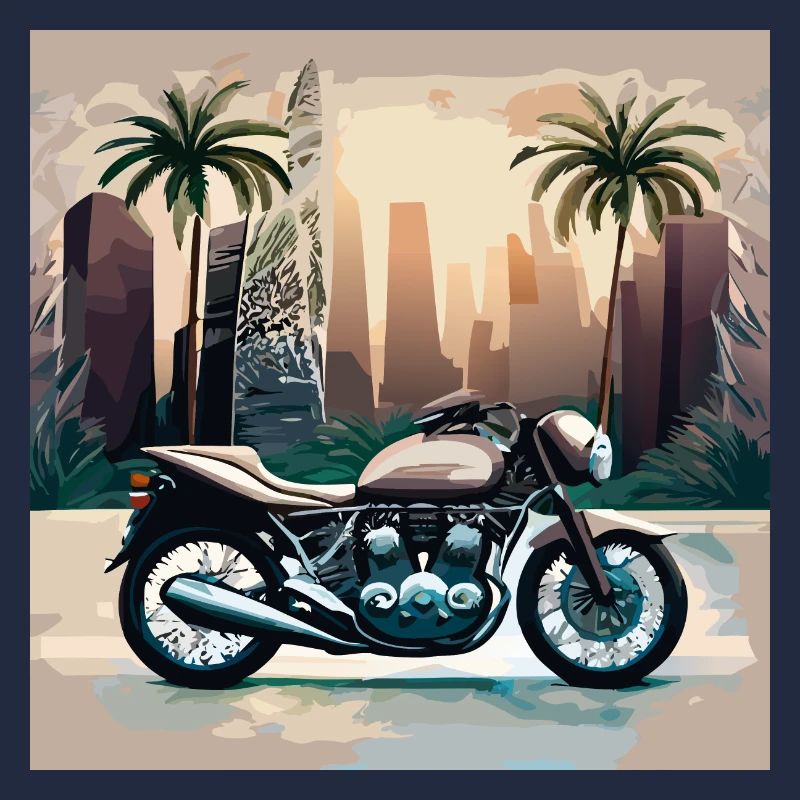 Motocyclette devant une ligne d’horizon