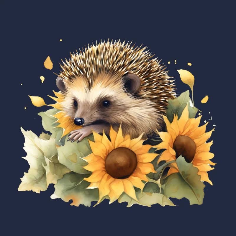 Igel mit Sonnenblumen Süßes Tier mit Blumen