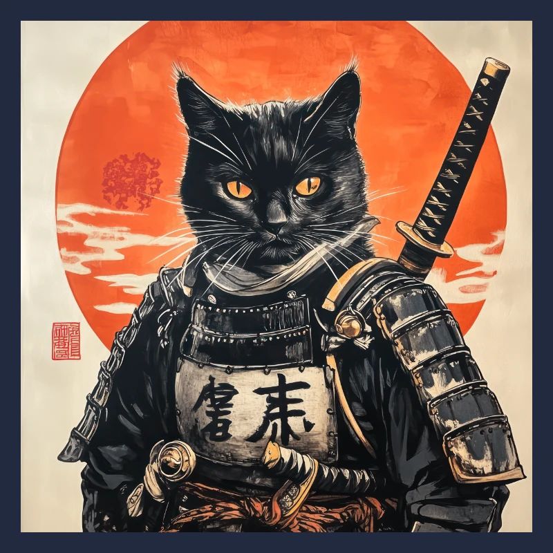 Katze Samurai Japan Ukiyo-E