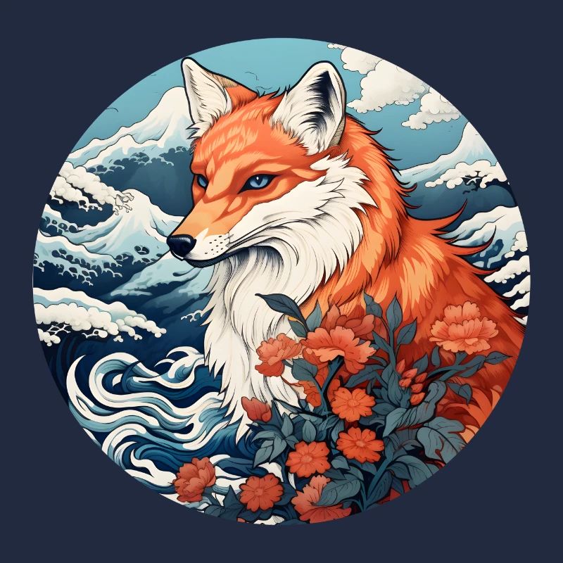 Fox wave Ukiyo-e Hokusai