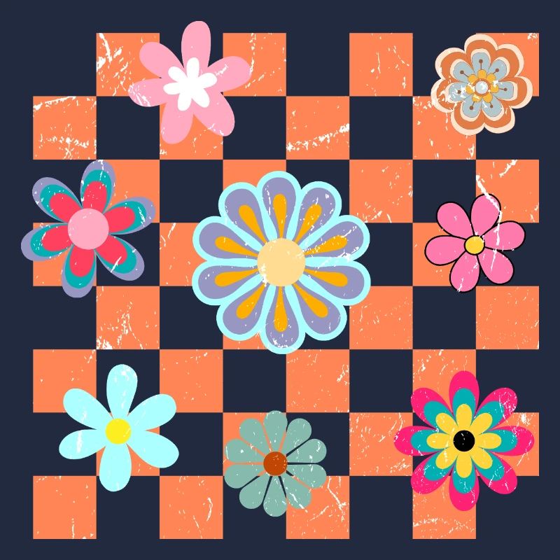 Karierte Retro-Blumen