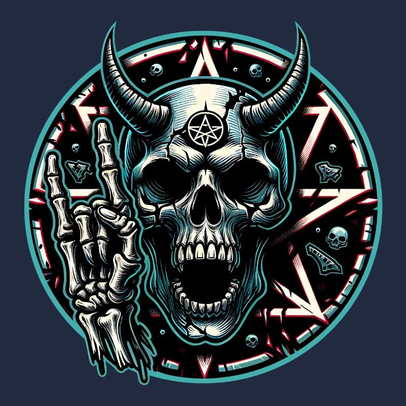 Crâne avec des cornes pentagramme fait des cornes de diable