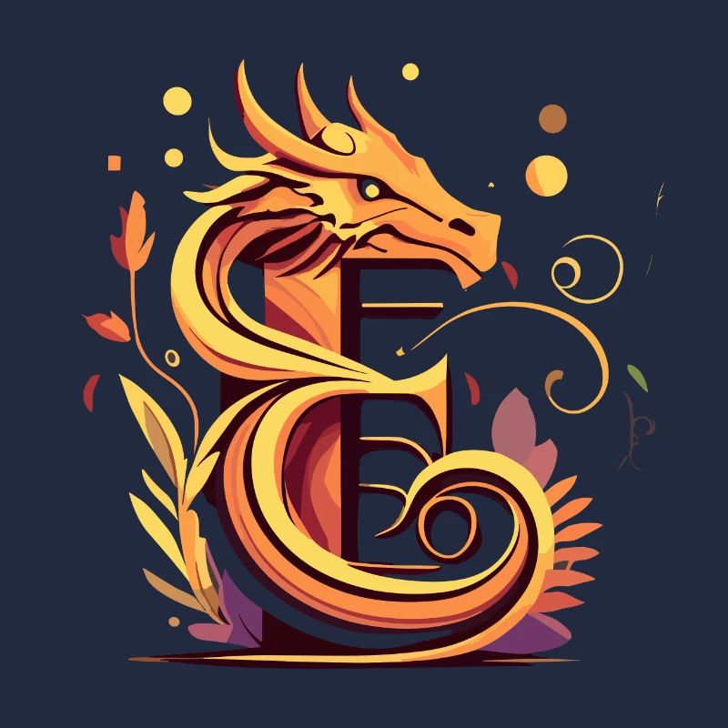 Buchstabe E mit Drache