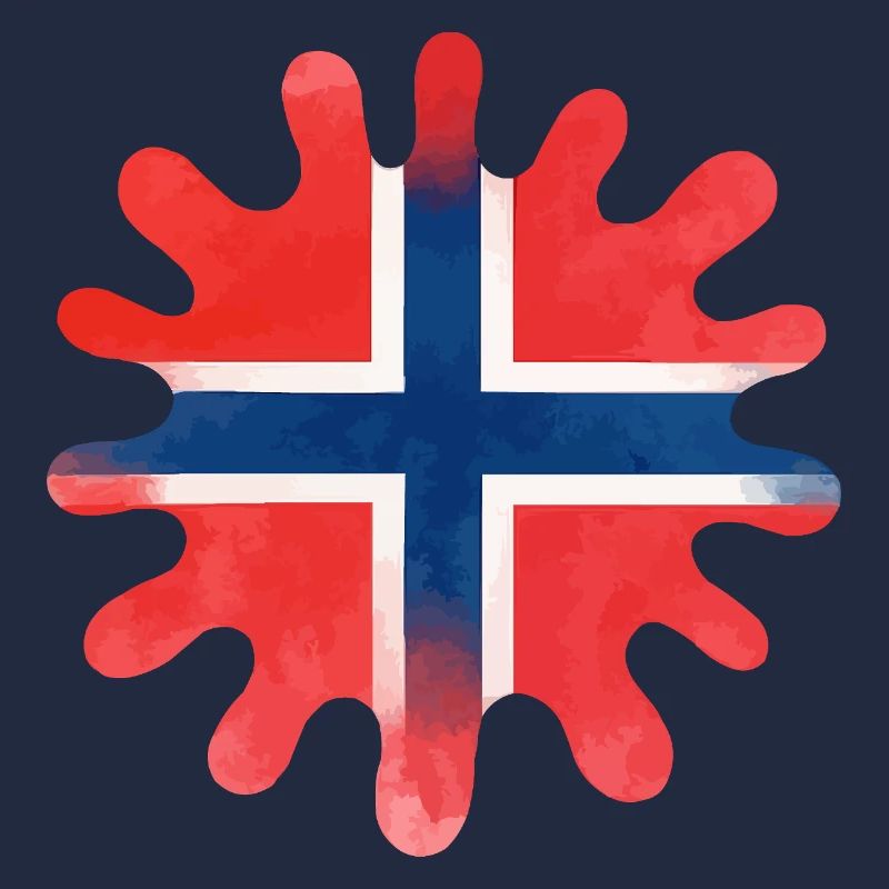 Norway Flag Paint Blobs Blobs