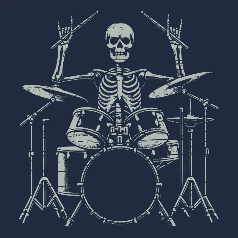 Drummer Skull Skelett am Drumset
