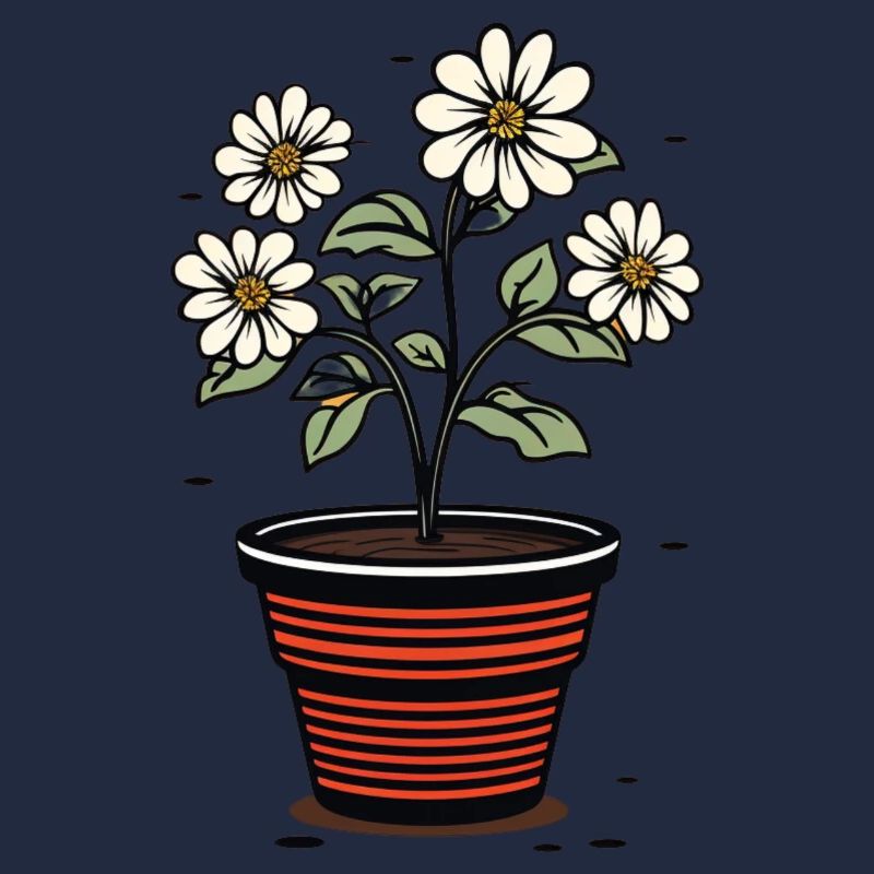 Pot de fleurs mignon style fleurs blanches