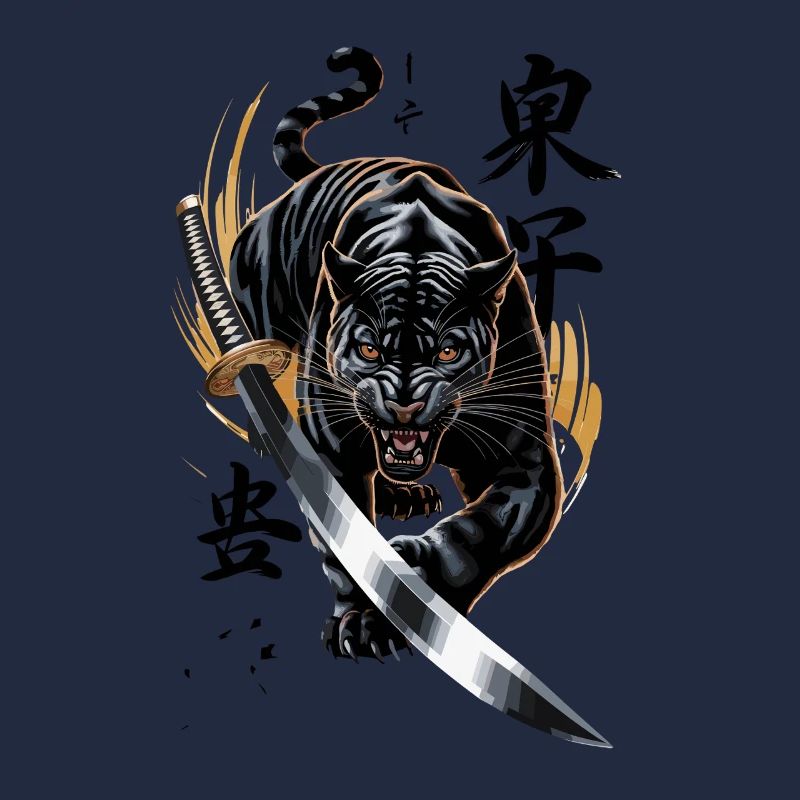 Panthère puissante avec katana