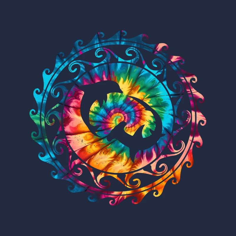 Requin-marteau et dauphin Tie Dye