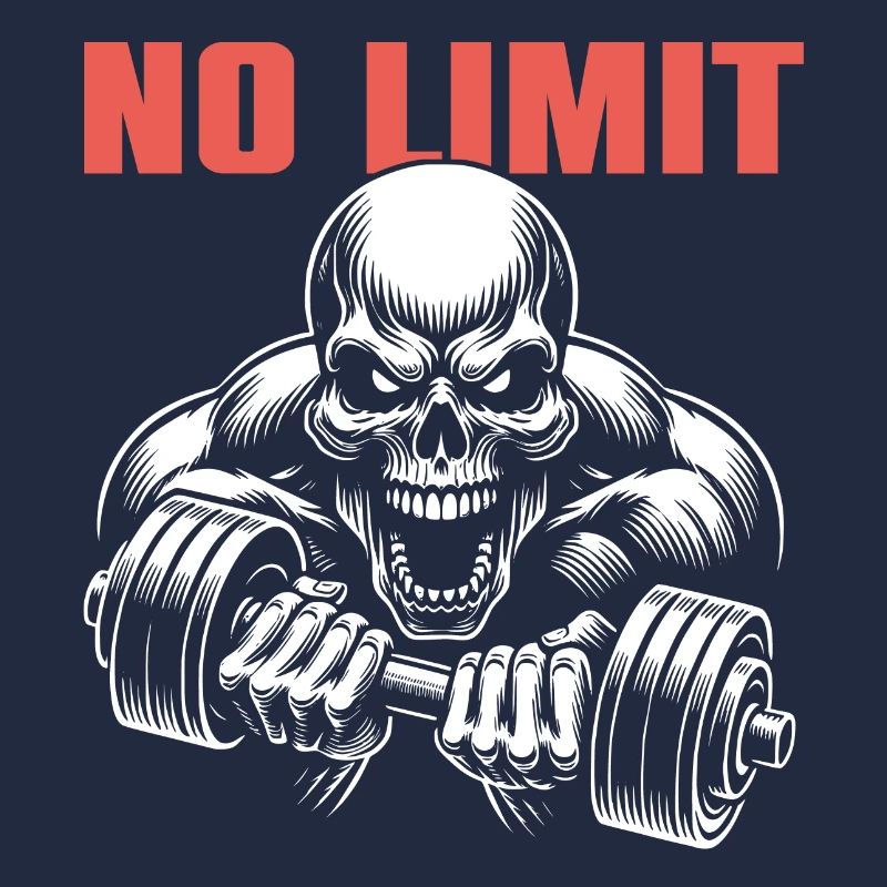 No Limit Hard Workout Skull with Dumbbell