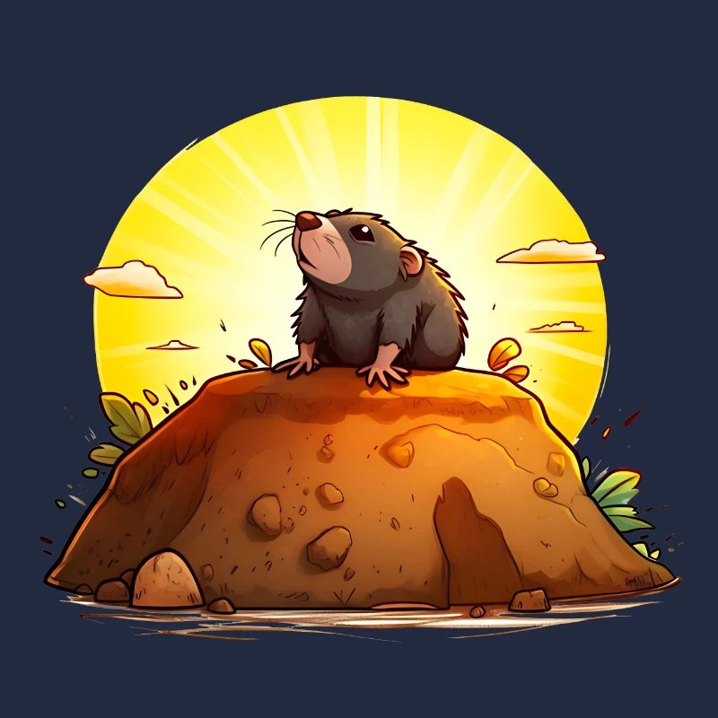 Funny mole on his hill