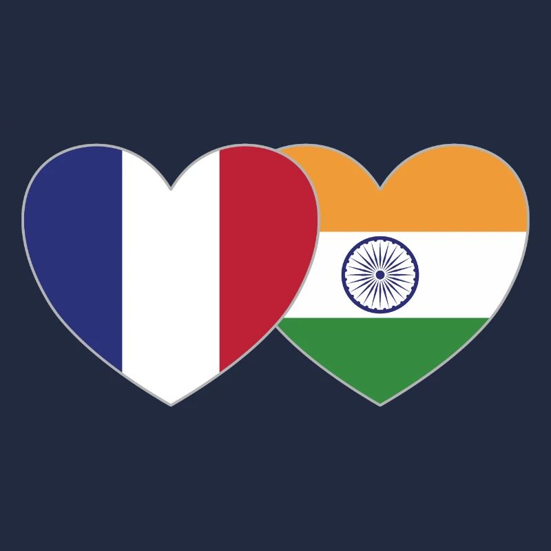 France Inde Drapeau Coeur