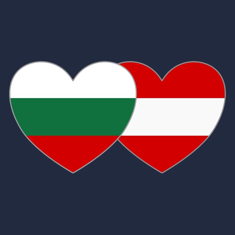 Bulgaria Austria Flag Heart
