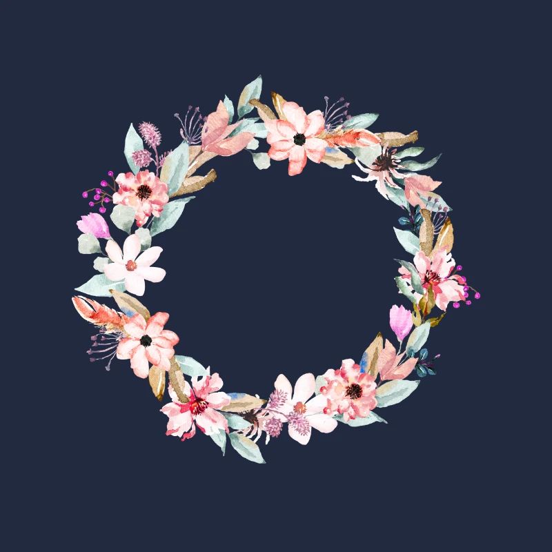 Couronne de fleurs colorées dans un cadre rond