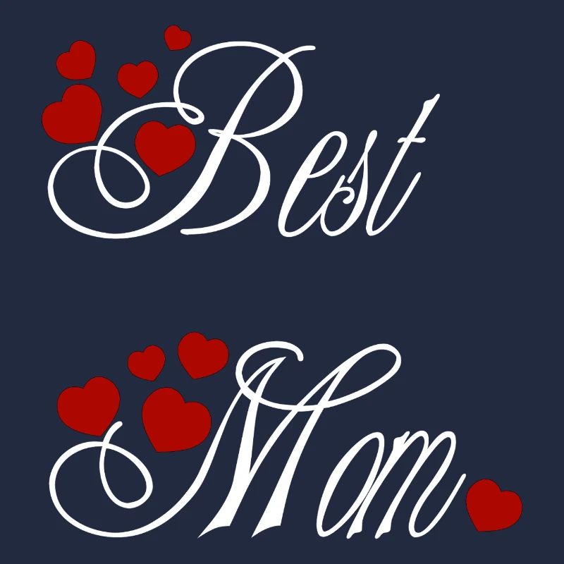 Beste Mama, Kalligraphie mit roten Herzen