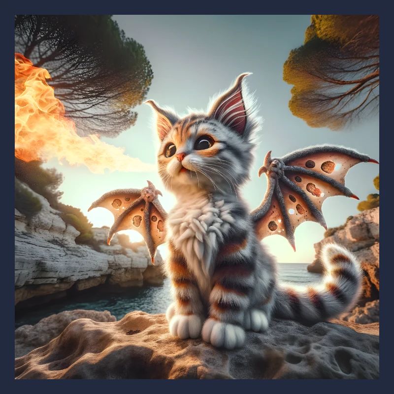 Feuerspeiendes Kätzchen Drache #01