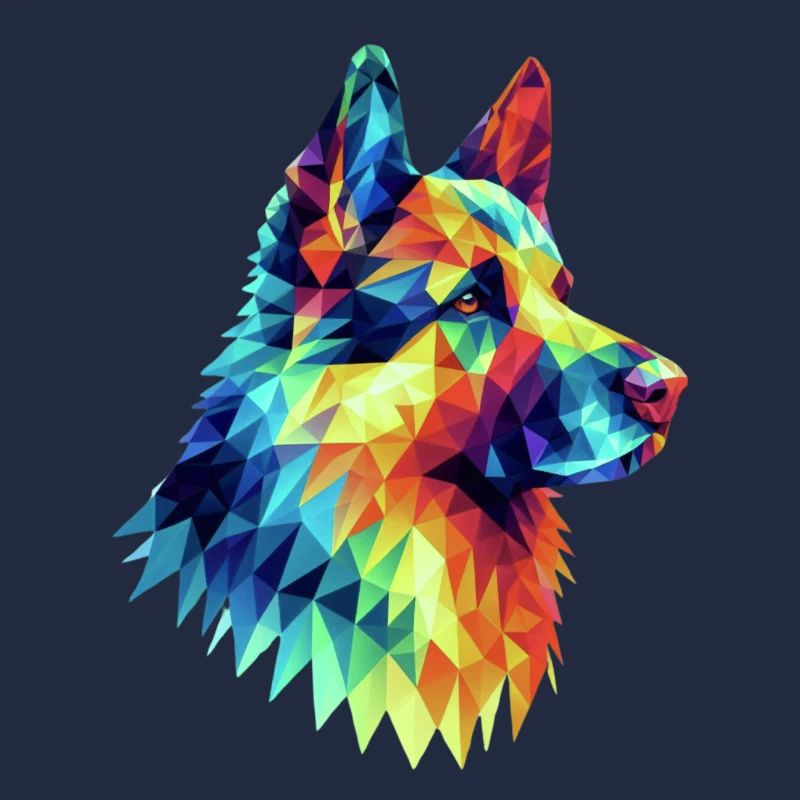 Modern geometric dog muzzle: German Shepherd wolf